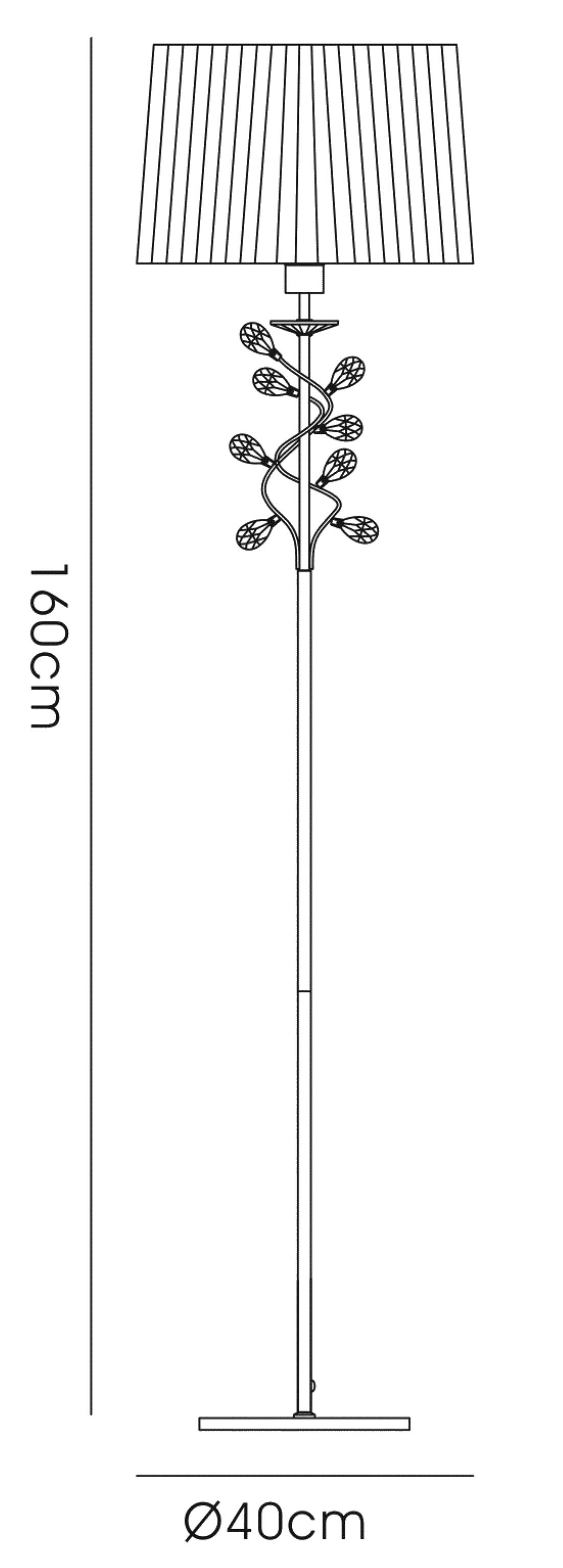 IL31224  Willow Crystal 164cm Floor Lamp 1 Light